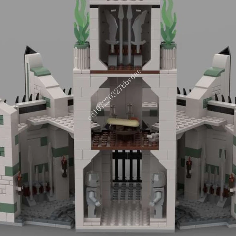 Arquitetura Medieval Castelo Bloco De Construção Brinquedos, Rei Dos Anéis, Fortaleza Da Guerra, Escala De Jogo De LOCR, Minas Morgue, 1431Pcs