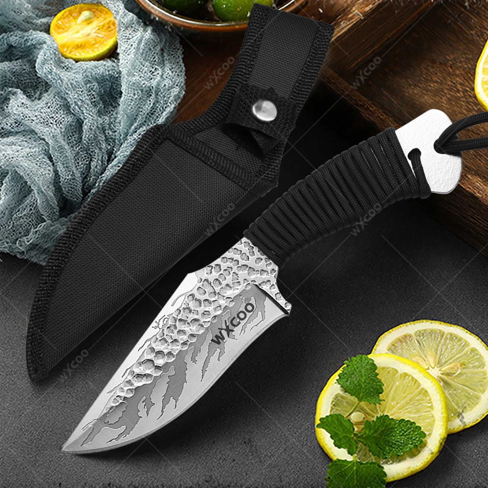 Professional Stainless Steel Boning Knife Handmade Forged Kitchen Meat Cleaver Wooden Handle for BBQ Meat Cooking with Cover