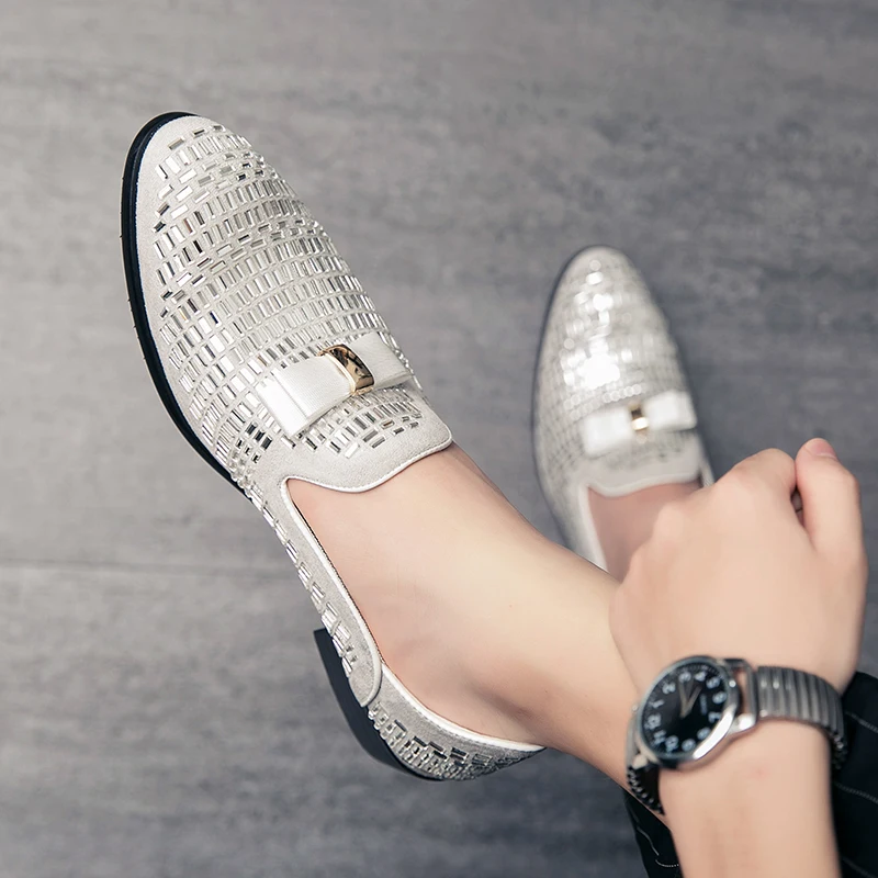 Casual Men Shoes Men Loafers Slip-On Driving Shoe Luxury Brand Rhinestones Italy Fashion Male Designer Wedding Elegant Moccasins - Image 6