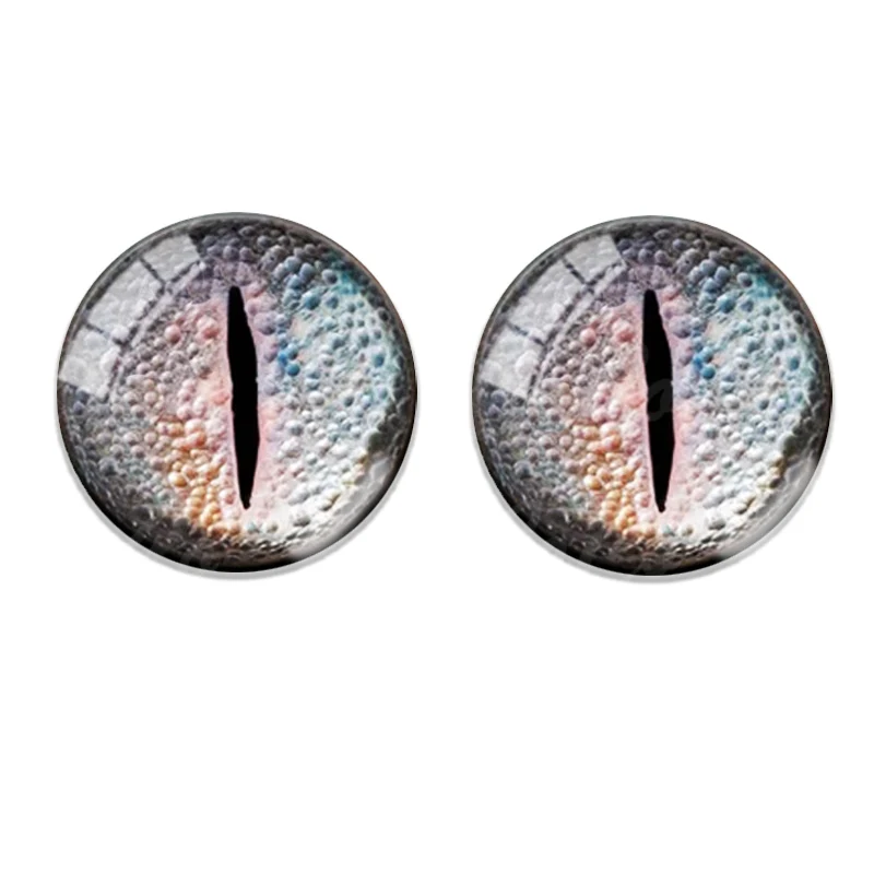 12pcs  8/10/12/14/16/18/20mm Random Mixed Dragon Eyes Round Glass Cabochon Flatback Photo Dome Accessory Pendant Base In Pairs