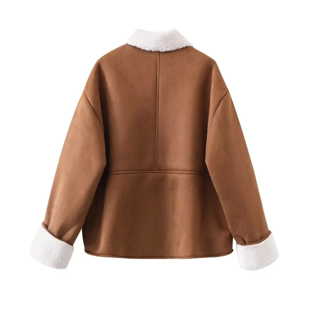 

Women's Thickened Korean Style Short Lamb Fur Coat Elegant Motorcycle Clothing Integrated Outerwear for Autumn Winter
