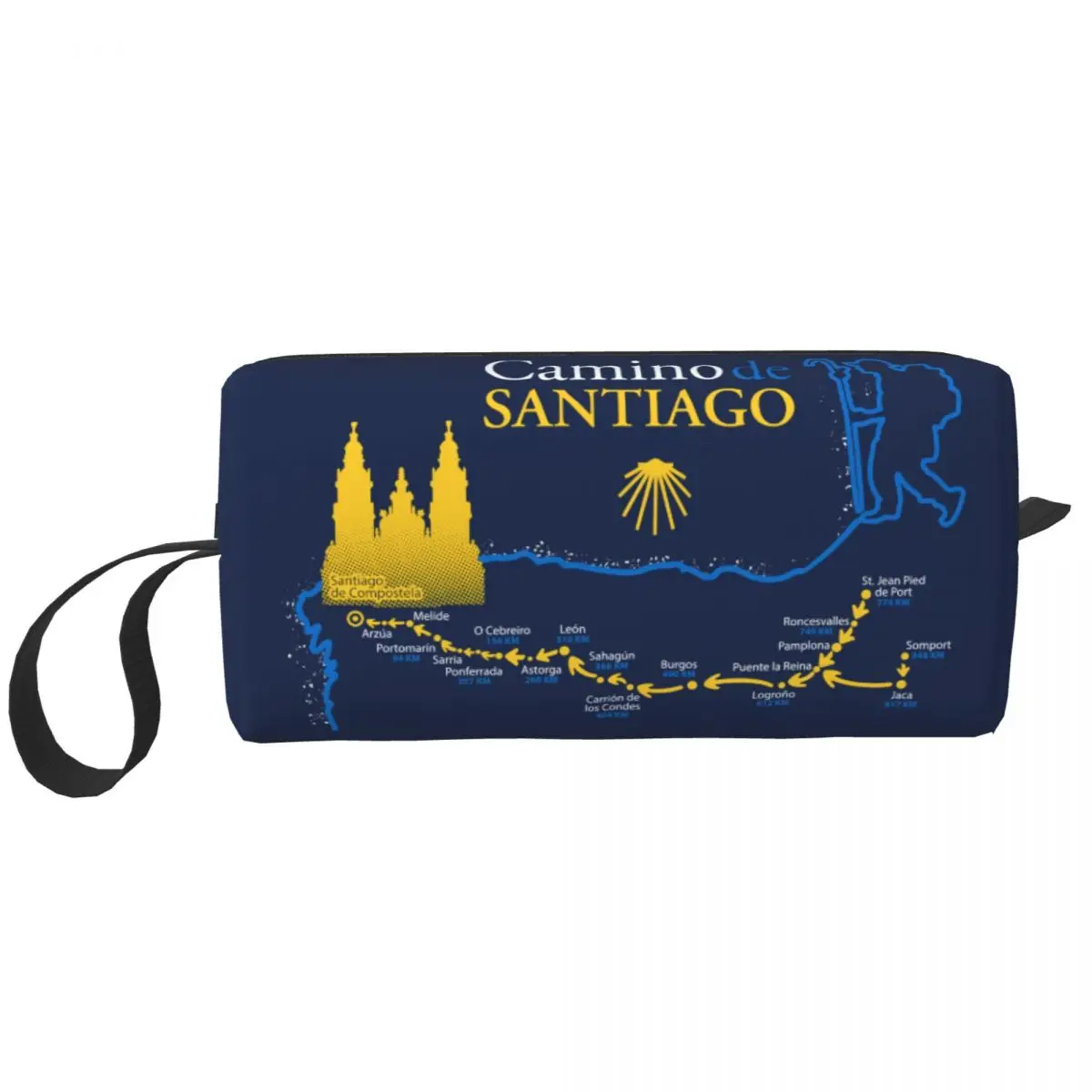 مخصص لطيف كامينو دي سانتياغو خريطة السفر حقيبة أدوات الزينة للنساء حقيبة مستحضرات التجميل تخزين الجمال Dopp عدة