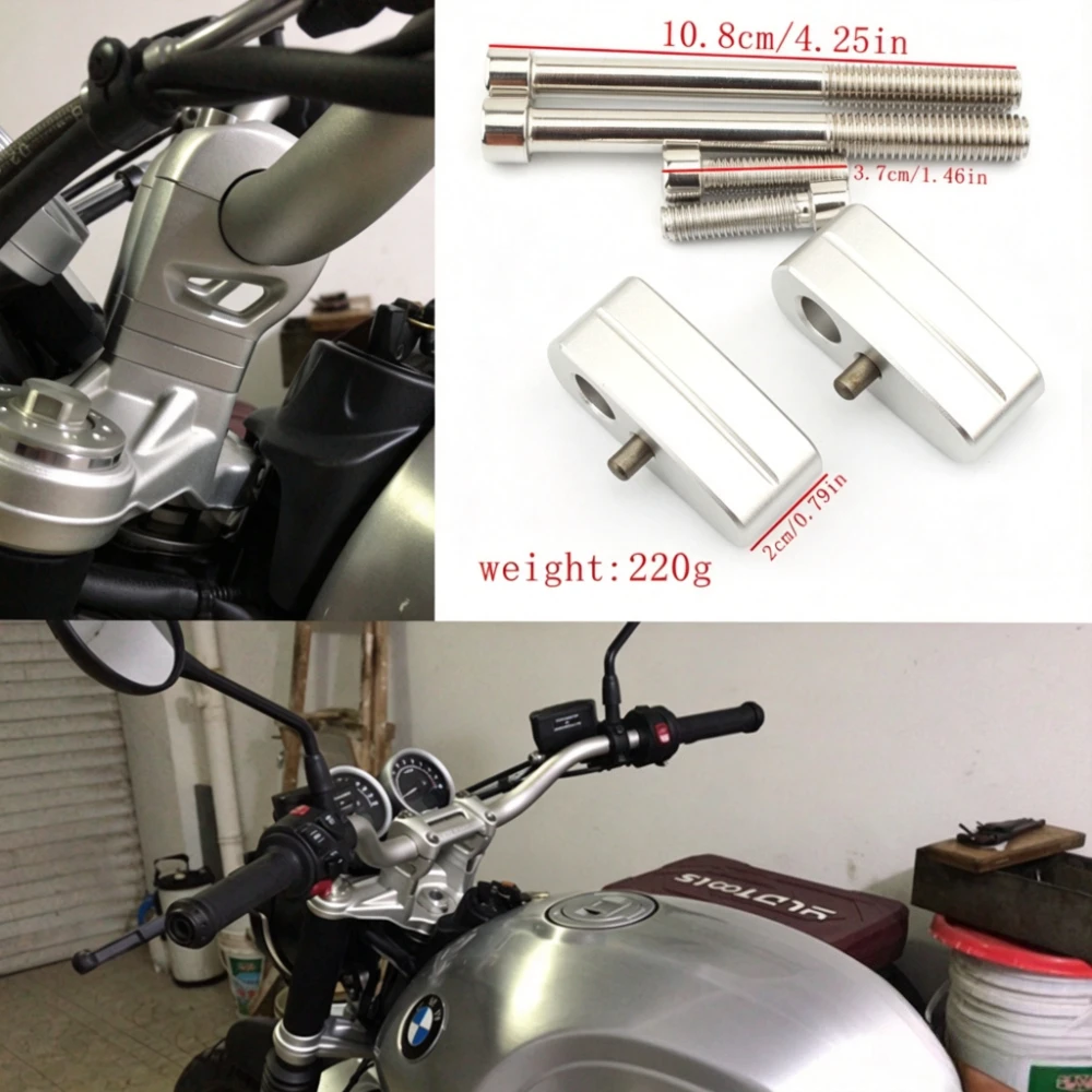 For BMW R nineT Urban R NineT Scrambler R9T CNC Handlebar Riser Kit Bracket Front Drop Bar Rise Heightening Handlebar Riser
