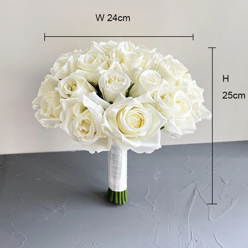 Wedding Bouquet for Bride Artificial Flowers Roses White Boutonniere Groom Bridal Bouquet Bridesmaid Corsage Wedding Accessories