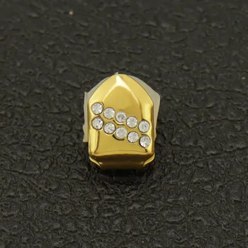 1 adet Hip Hop diş Grillz altın kaplama diş izgaralar kaya diş Grillz kapaklar kristal diş kapaklar cadılar bayramı vampir diş