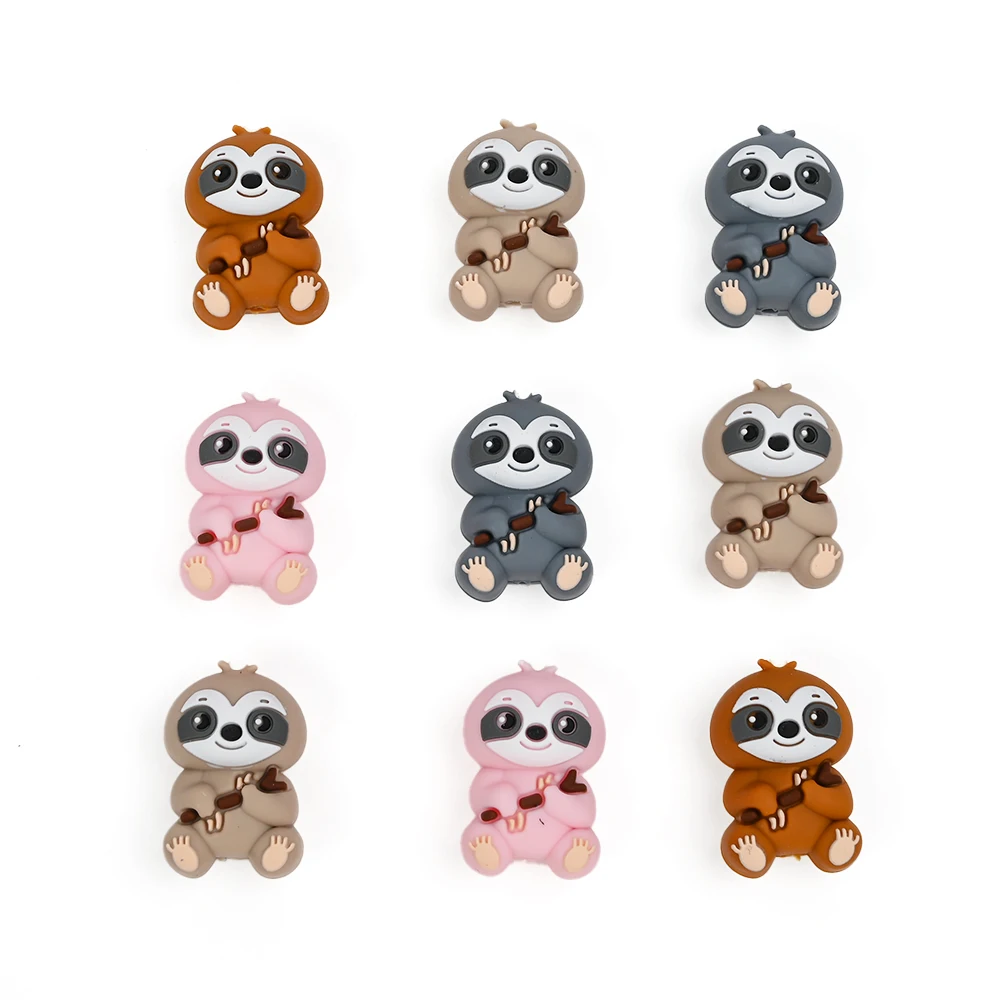 4 قطعة الغذاء الصف الحيوان سيليكون الخرز DIY بها بنفسك الطفل هوة سلسلة سوار لعبة مضغة صنع خرز سيليكون ملون