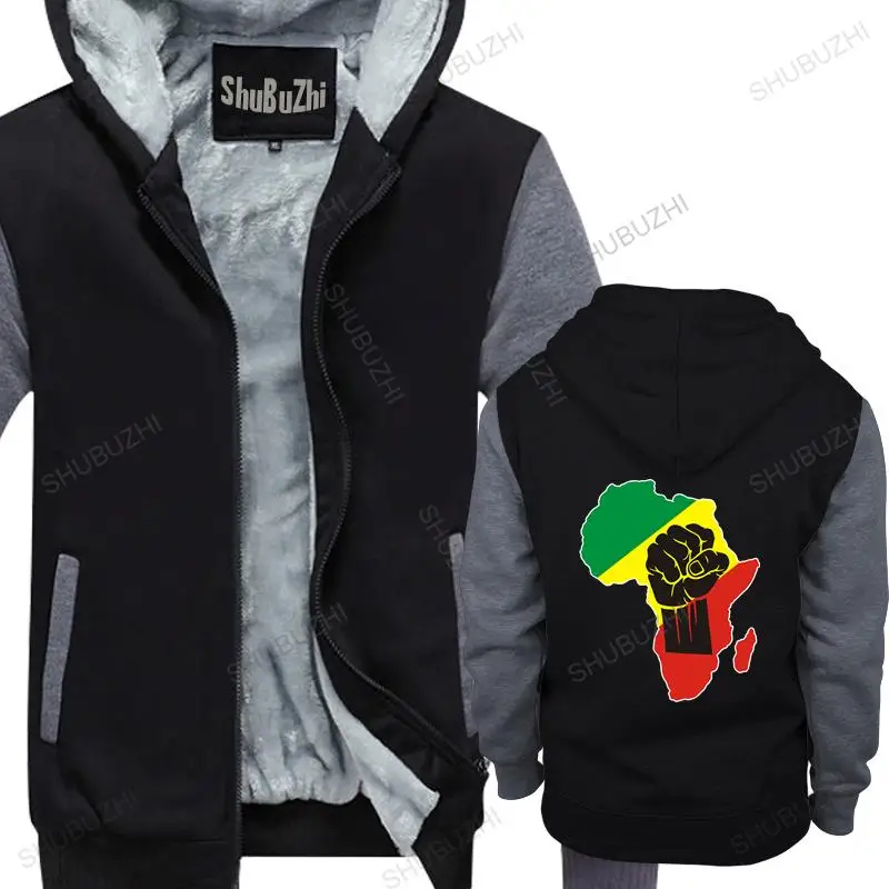 

men winter warm black hoody Africa Black Power Africa Map Fist African Pride male thick hoodies euro size