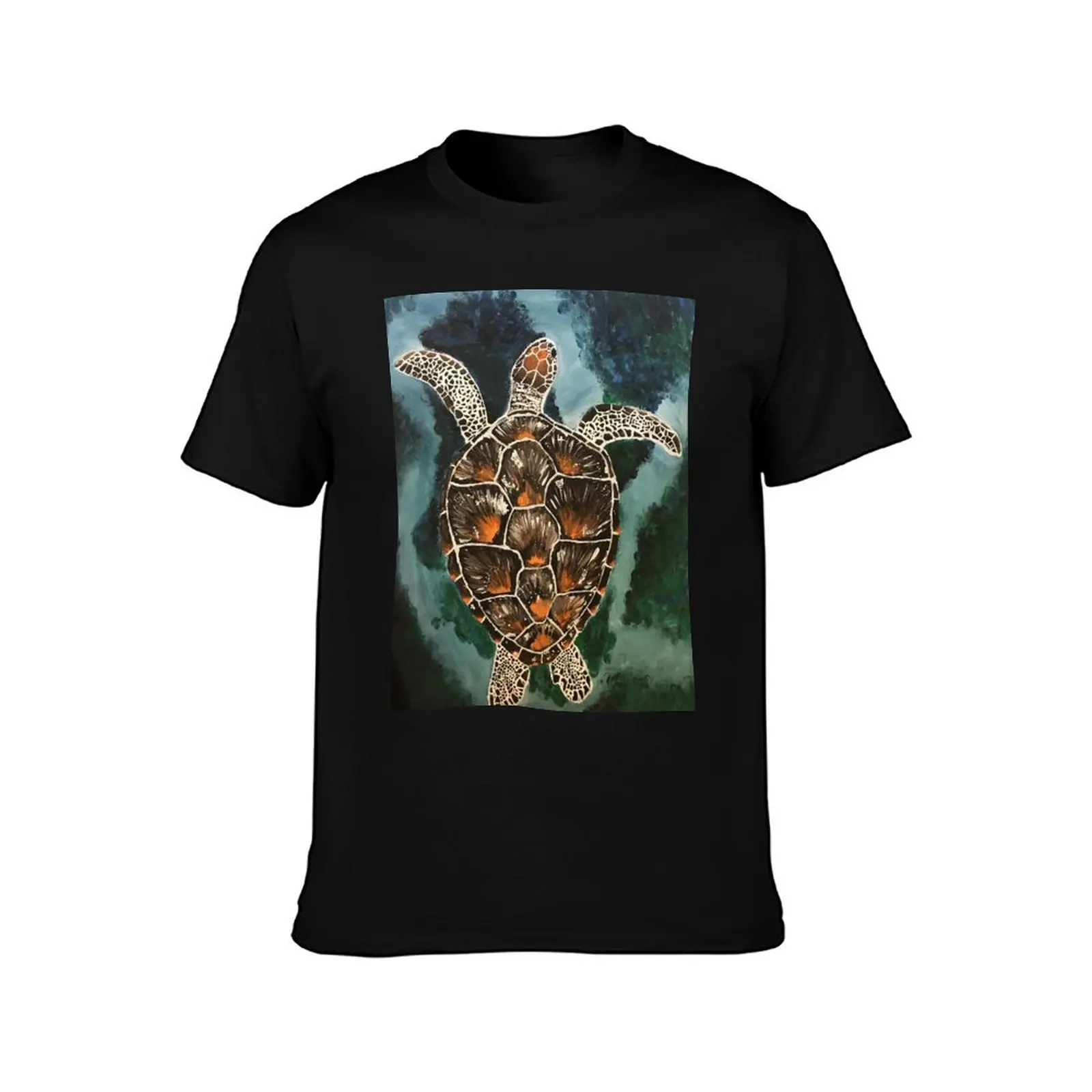 Sea Turtle Painting T-Shirt Summer Sports Quick Dry T-Shirt
