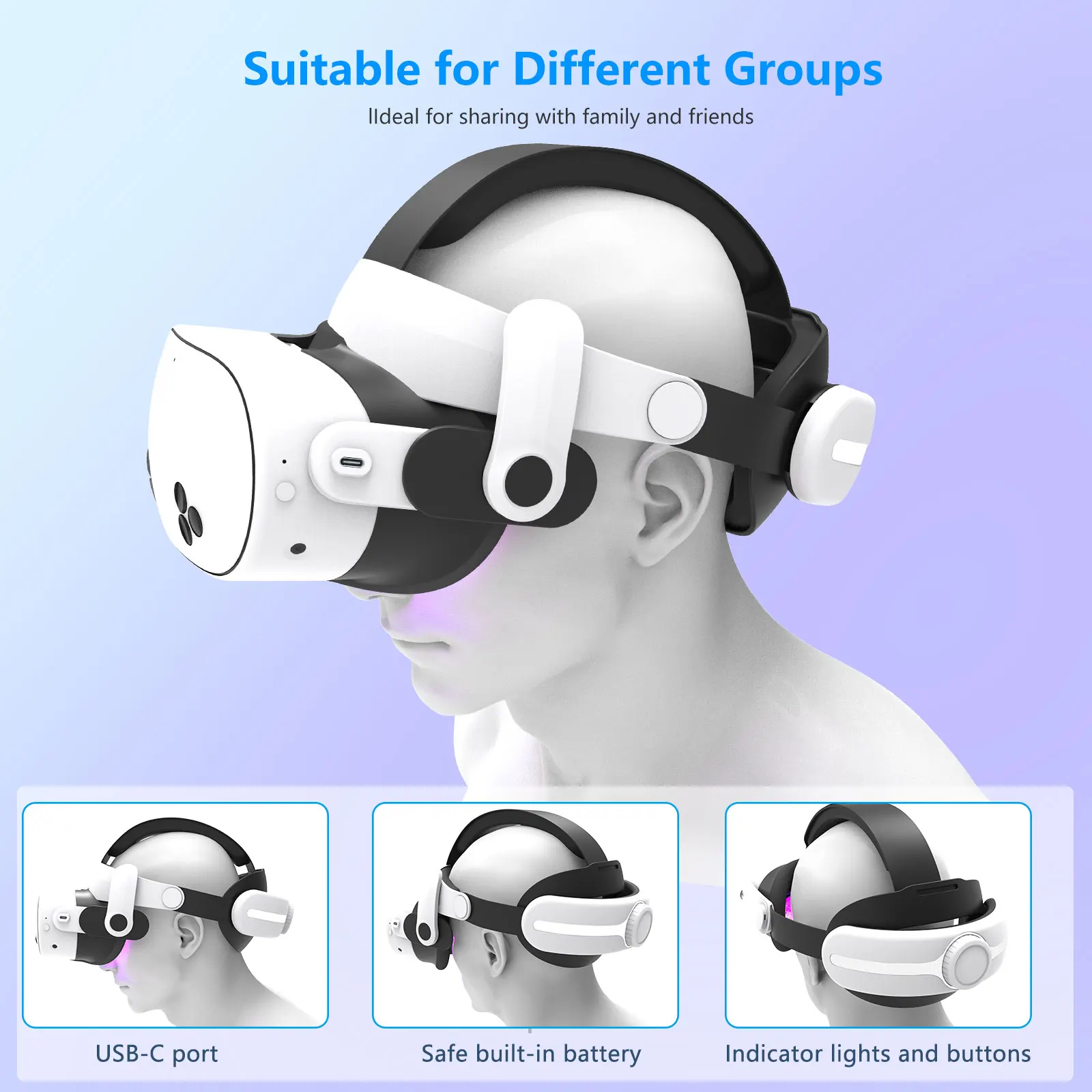 

Adjustable Elastic Head Strap for Meta Oculus Quest 3/3S Non-Battery Soft Comfortable Enhanced Balance Accessory