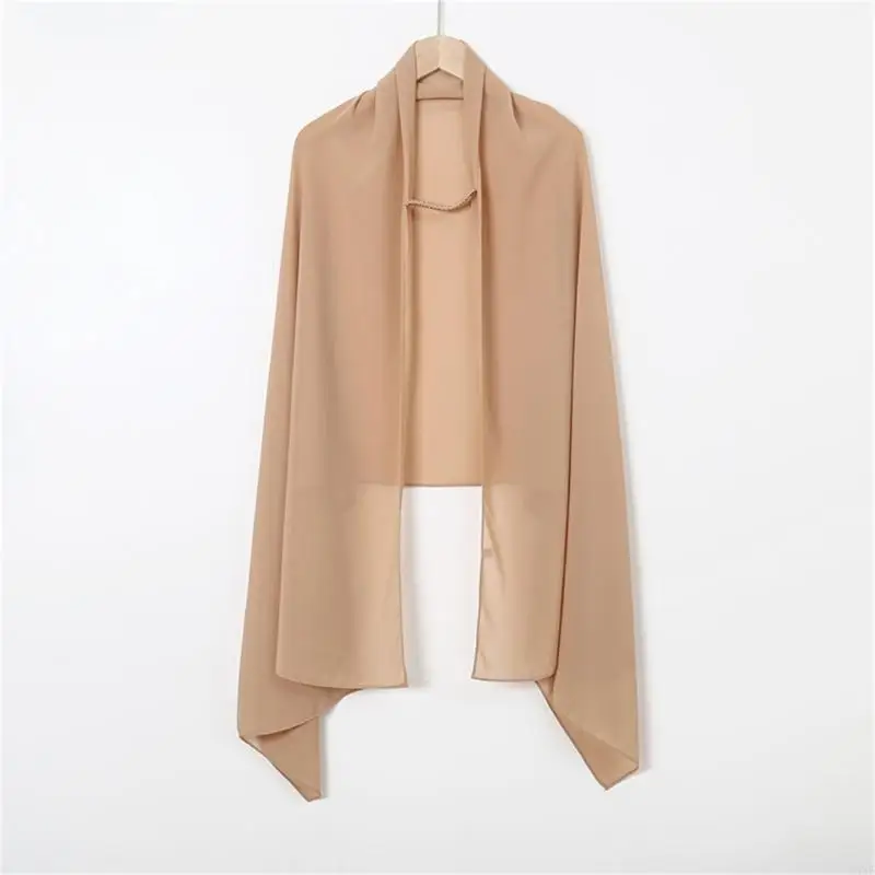 Y3NE 무슬림 Hijab 여성용 신축성 밴드 통기성 쉬폰 원단 헤드 스카프 미끄러짐을 방지하고 편안함을 보장합니다.