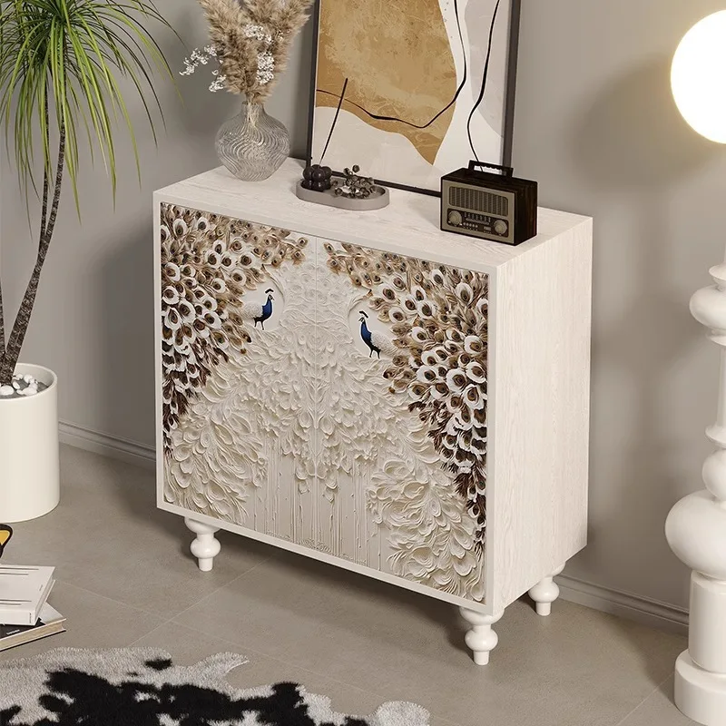 خزانة مدخل فاخرة خفيفة على الطراز الأمريكي لتزيين غرفة المعيشة المنزلية وتخزين حديث وبسيط