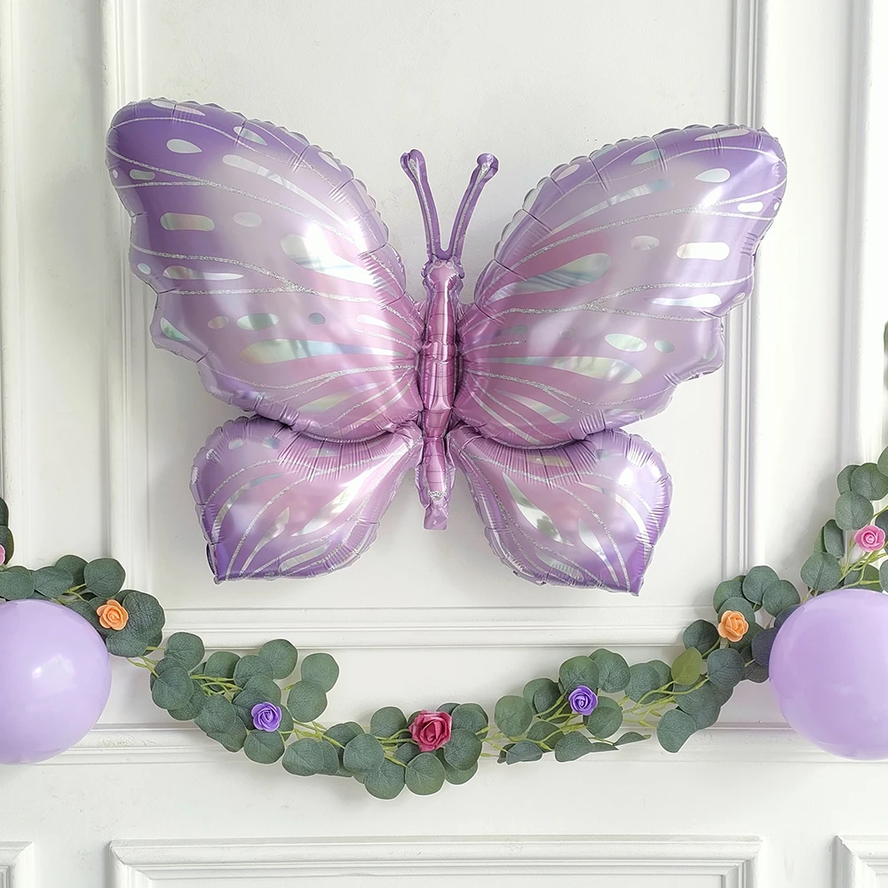 Pink Purple Butterfly Banner Pull Flag Cake Card Decor Disposable Tableware Baby Shower Wedding Girl  Birthday Party Supplies