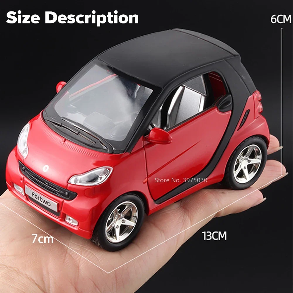 1/32 Scale SMART Metal Toy Alloy Diecast Car Model Simulation Vehicle Sound And Light Pull Back Toys For Boy Birthday Gifts