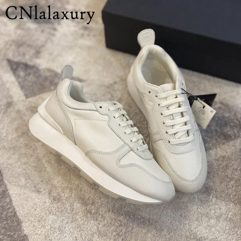 CNlalaxury 2022 New Fashion Women Casual Vulcanized Lacing Thick Sole Waterproof Platform Shoes Solid Simple  Sneaker Female