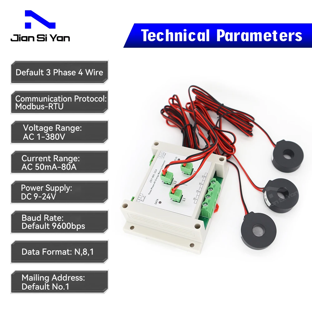 JSY-MK-354(JSY-MK-333 with shell) 3P4W 80A AC Bidirectional Energy Power Meter Module Detector For Solar System Monitoring