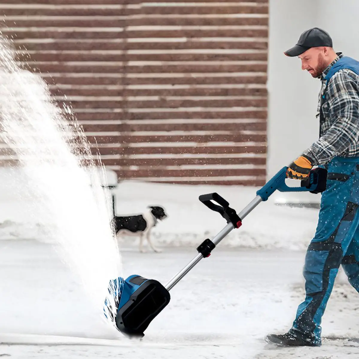 

Electric Walk-Behind Snow Thrower, Compact School Road Property Yard Snow Removal Machine for Home Scenic Area