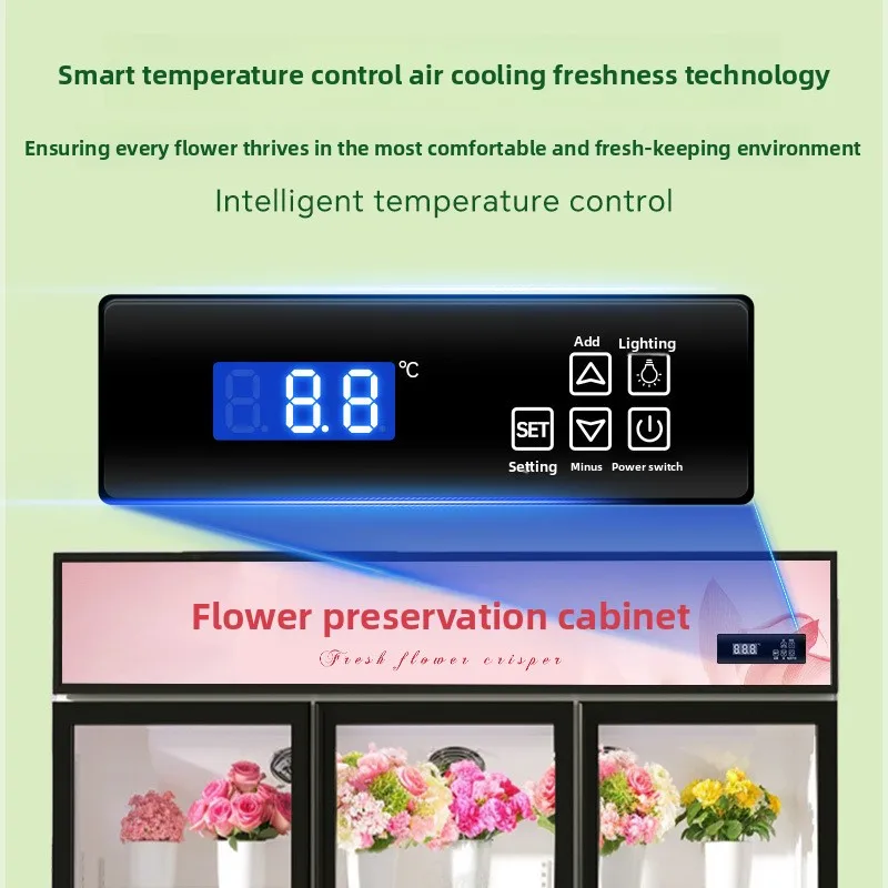 HXL Flower Shop خزانة حفظ الزهور الطازجة التجارية ذات سعة كبيرة، فريزر مبرد بالهواء، حفظ طازج