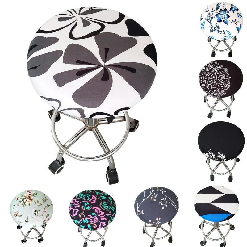 LIUXDIV Round Chair Cover Bar Stool Cover Elastic Seat Cover Home Chair Slipcover Floral Printed Household Goods Round Stool