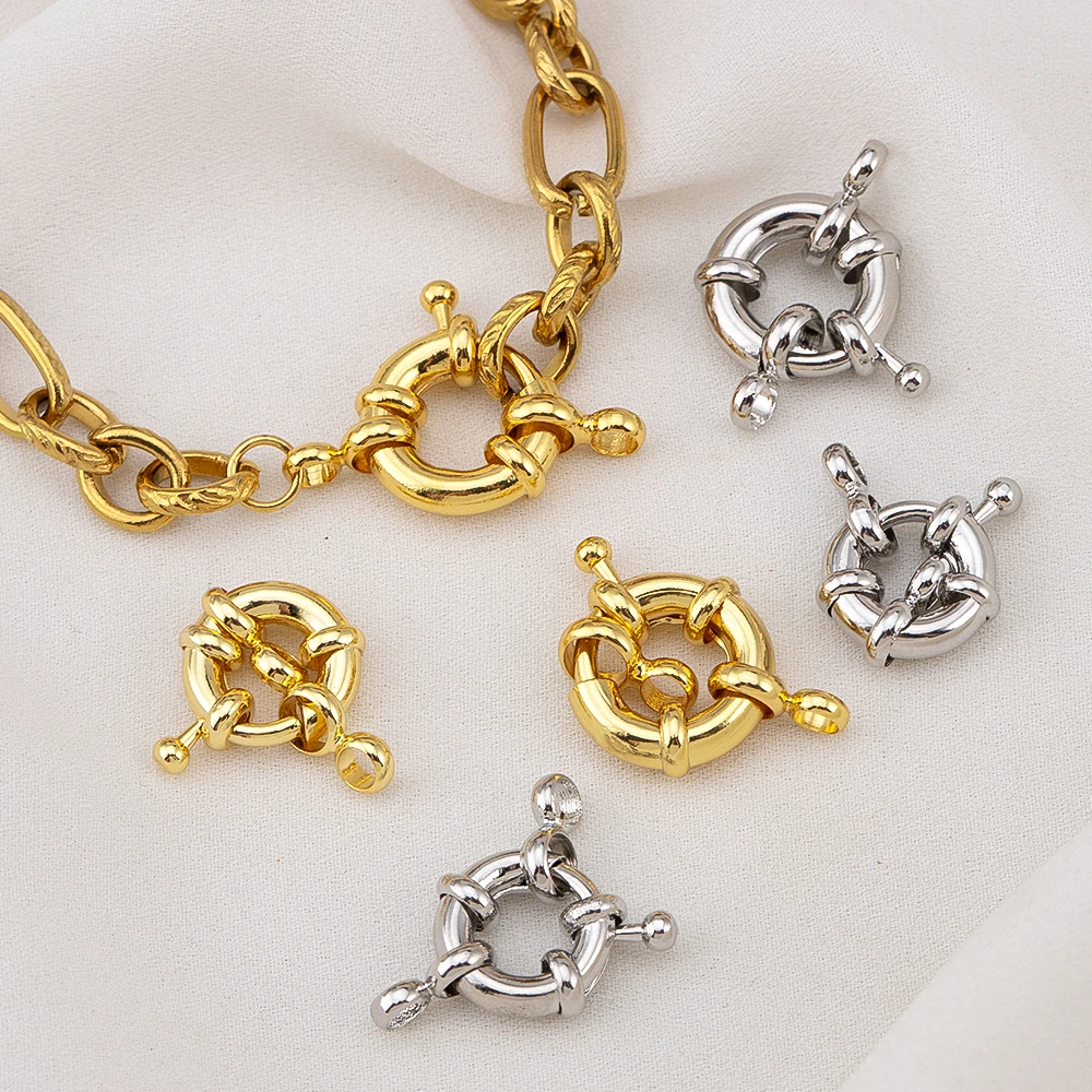 1/4pcs 18K Gold Color Plated Sailor Clasps Bracelet Charms End Connectors Spring Clasps For DIY Jewelry Making Necklace Findings