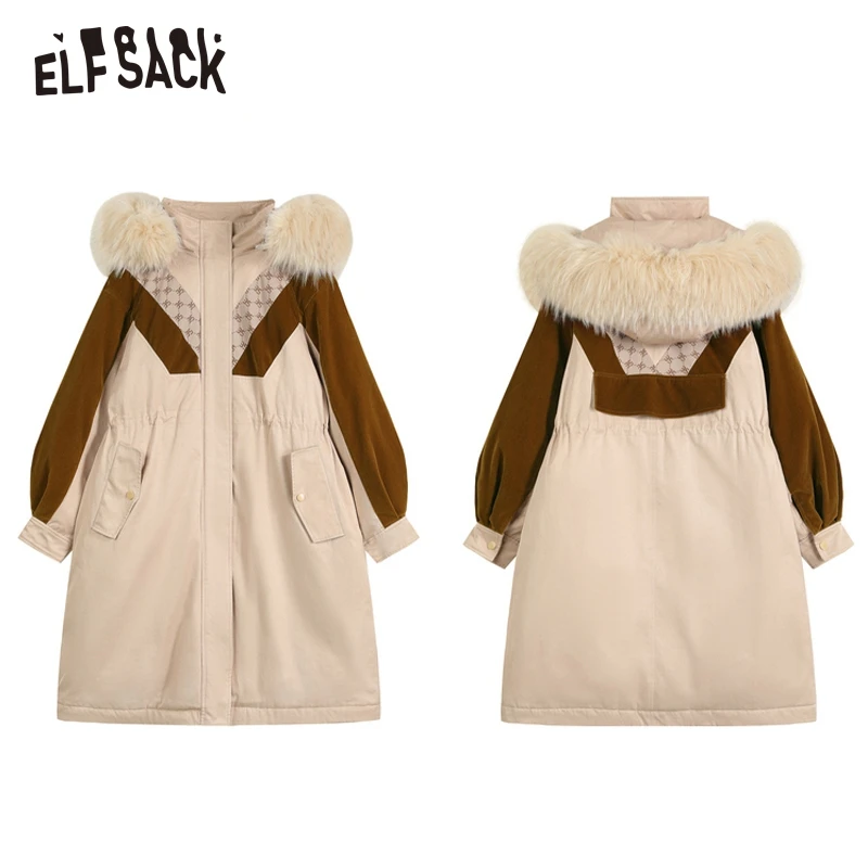 Imagem -05 - Elfsack Emendado para Baixo Cabolsas Feminino 2023 Inverno Quente Meados de Comprimento Outwears