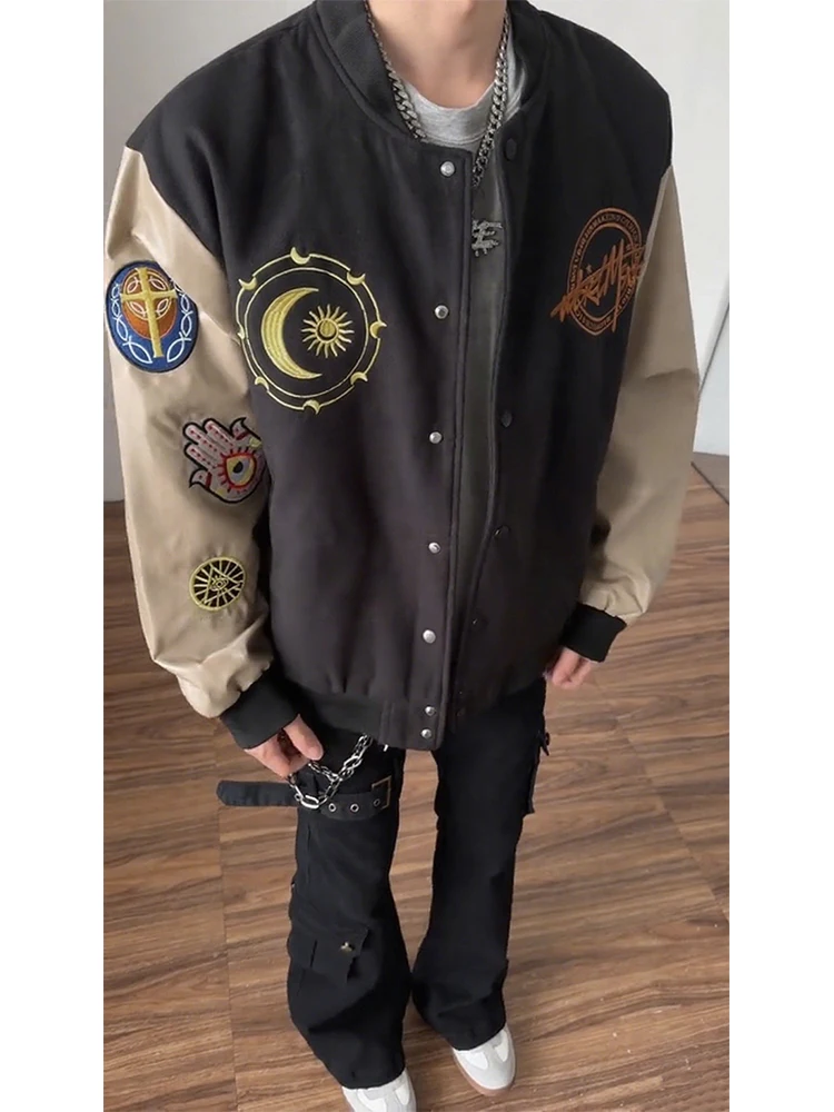 

American Retro Baseball Jaet Men's ort Heavyweight Spring Autumn Casual Faion Eye of Light Brand Streetwear Coat