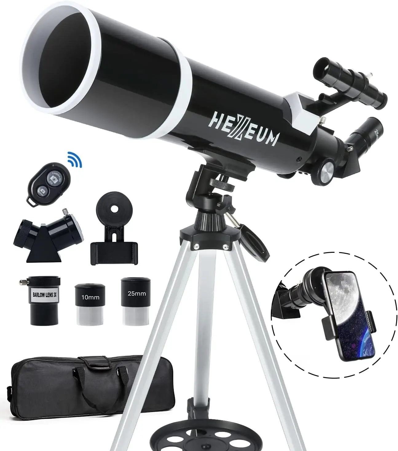 

for Adults & Beginner - 80mm Aperture 600mm Fully Multi-Coated High Transmission Coatings with AZ Mount Tripod Phone A