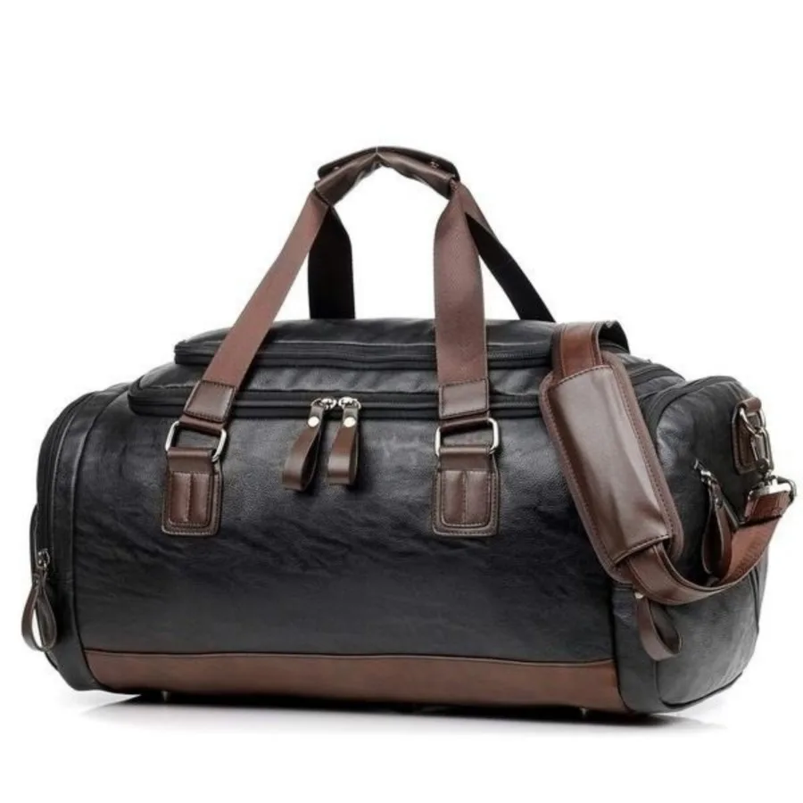 Männer Hohe Qualität Reise Weekender Taschen Sporttasche Leder Übernachtung Seesack Sport Gepäck Tote Duffle für Männer – Detail 11