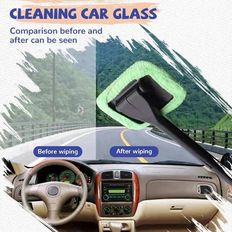 Auto Fenster putzer Bürsten Kit Windschutz scheibe Reinigung Wasch werkzeug im Inneren Auto Glas wischer mit langem Griff Autozubehör