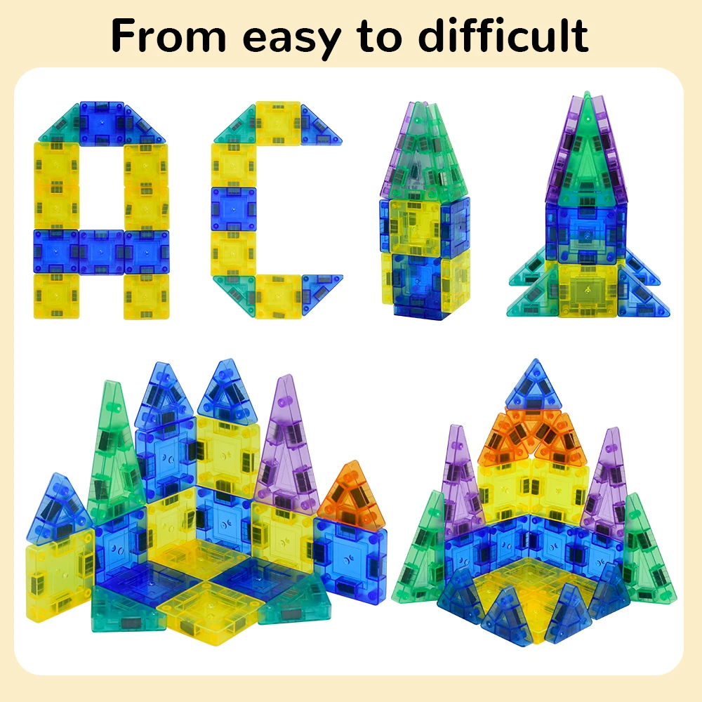 مجموعة بناء مغناطيسية للسفر، مكعبات بناء بلاط مغناطيسية صغيرة ثلاثية الأبعاد للأطفال