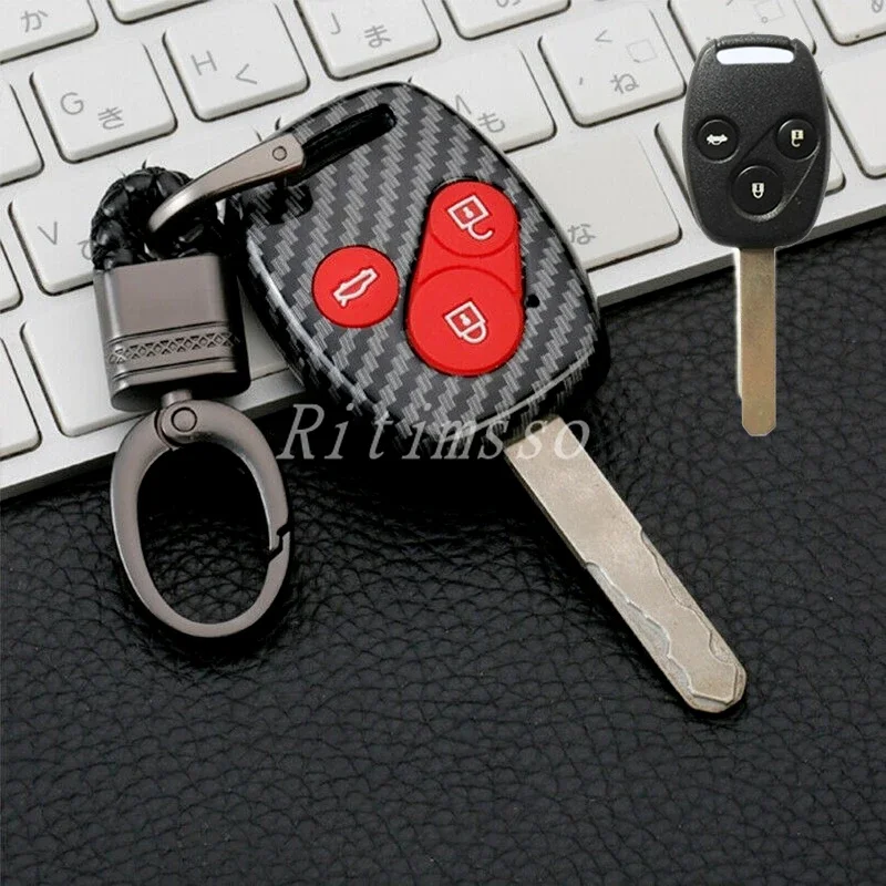 Carbon Fiber Car Key Fob Case Cover for HONDA ACCORD CIVIC CR-V FIT RIDGELINE