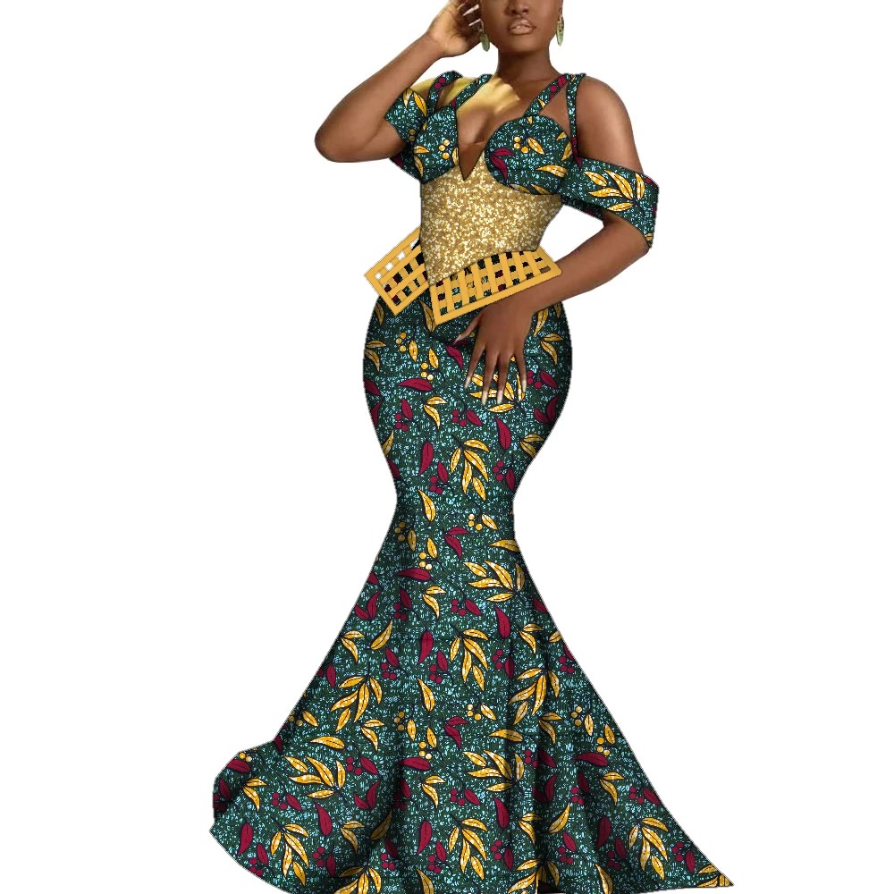 Fashion Robe Africaine Dashiki African Dresses for Women Ankara Print Party Evening Gowns Elegant Maxi Long Lady Dresses WY1051