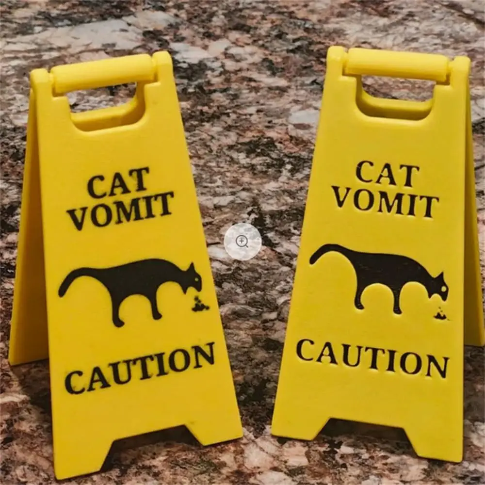 Cat Dog Vomit Signs Funny Black Cat Sign for Bathroom Decor Vintage Cat Gift Warning Sign Bright Yellow Yard Signs