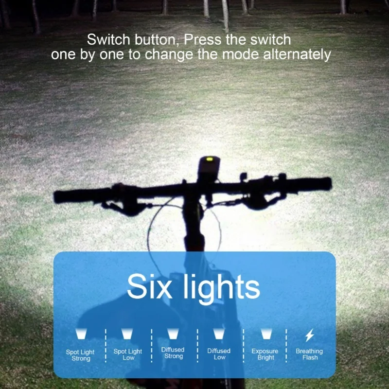 Bike Light Double Head 6 Light Levels USB Rechargeable Aluminium Alloy LED Bike Headlight For Outdoor Cycling