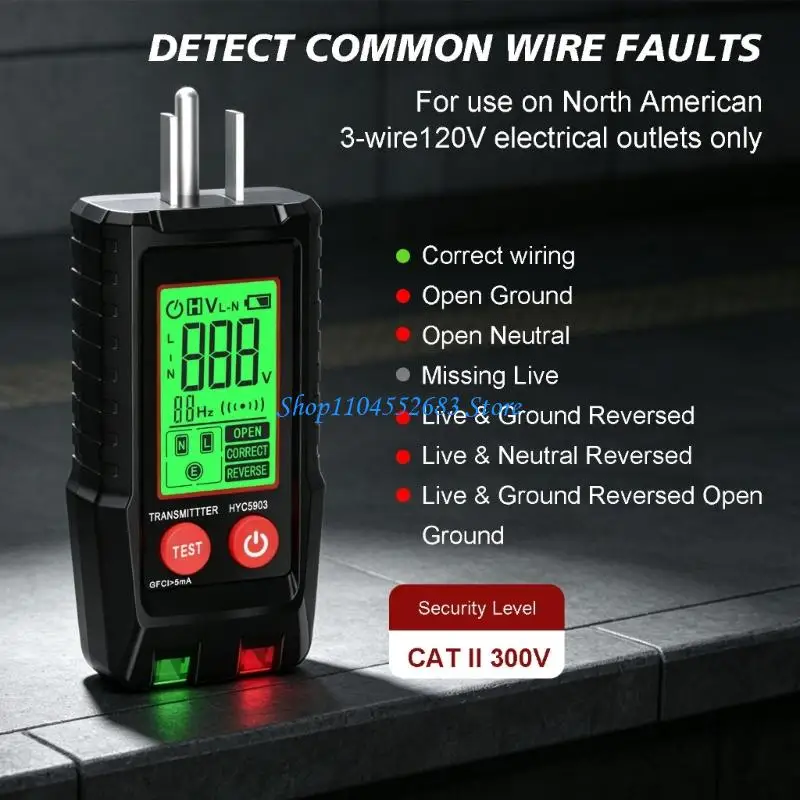 Receptacle Tester with Branch Line Review and GFCI Check, Electrical Test Set for Home Outlet Review and Service Work Use Daily