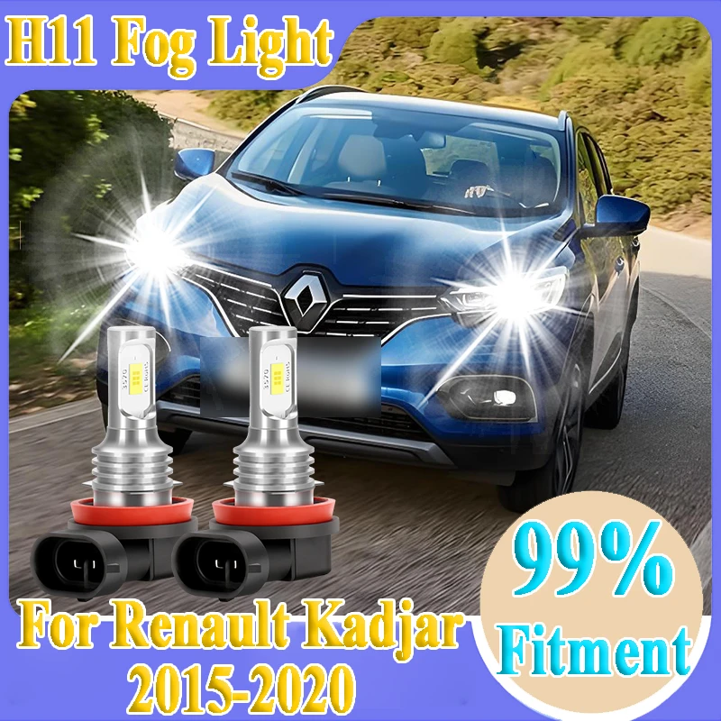 

2pcs LED Fog Light Plug and Play For Renault Kadjar Accessories 2015 2016 2017 2018 2019 2020 6000K White Car Light Super Bright