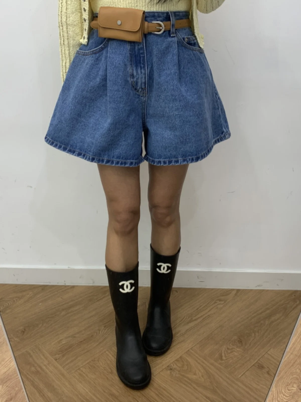 

Retro Waed High Waist Slimming A-Line Denim orts Women's Loose Wide Leg Pants Hot orts Casual Wear All Seasons Blue