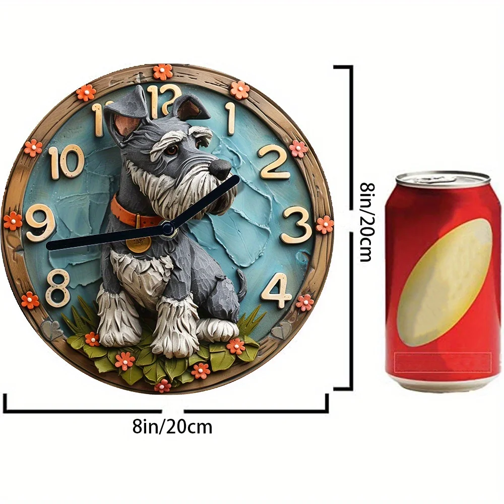 Schnauzer-Themed Silent Wall Clock, Aluminum Metal - Perfect for Pet Lovers & Valentine'S Day Decor Wall Clock Modern Design