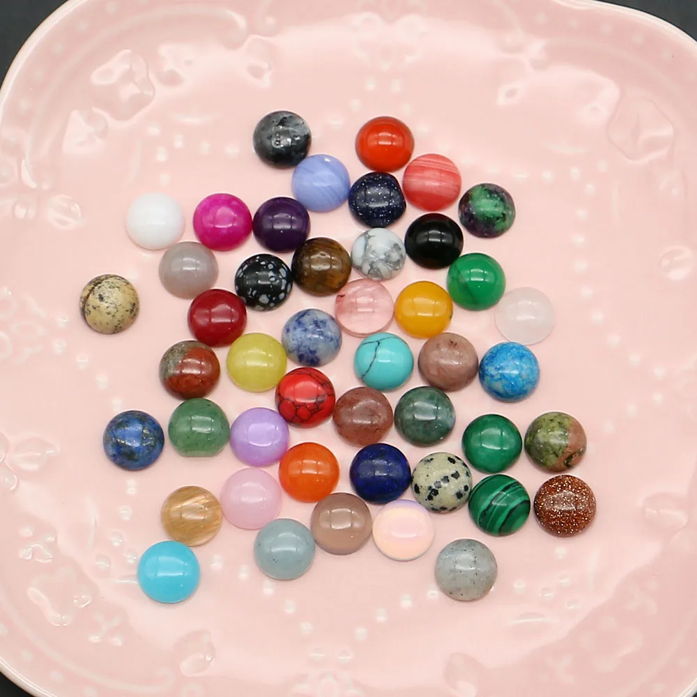 15pcs/lot Natural Stone Cabochon Bead Round 10mm Cab Cameo Amethyst Gemstone Beads for DIY Ring Necklace Pendant Earring Jewelry