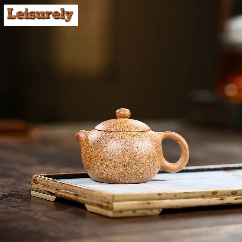 

130ml Yixing Purple Clay Teapots Handmade Xishi Pot Raw Ore Hyperthermy Section Mud Tea Soaking Kettle With Filter Zisha Tea Set