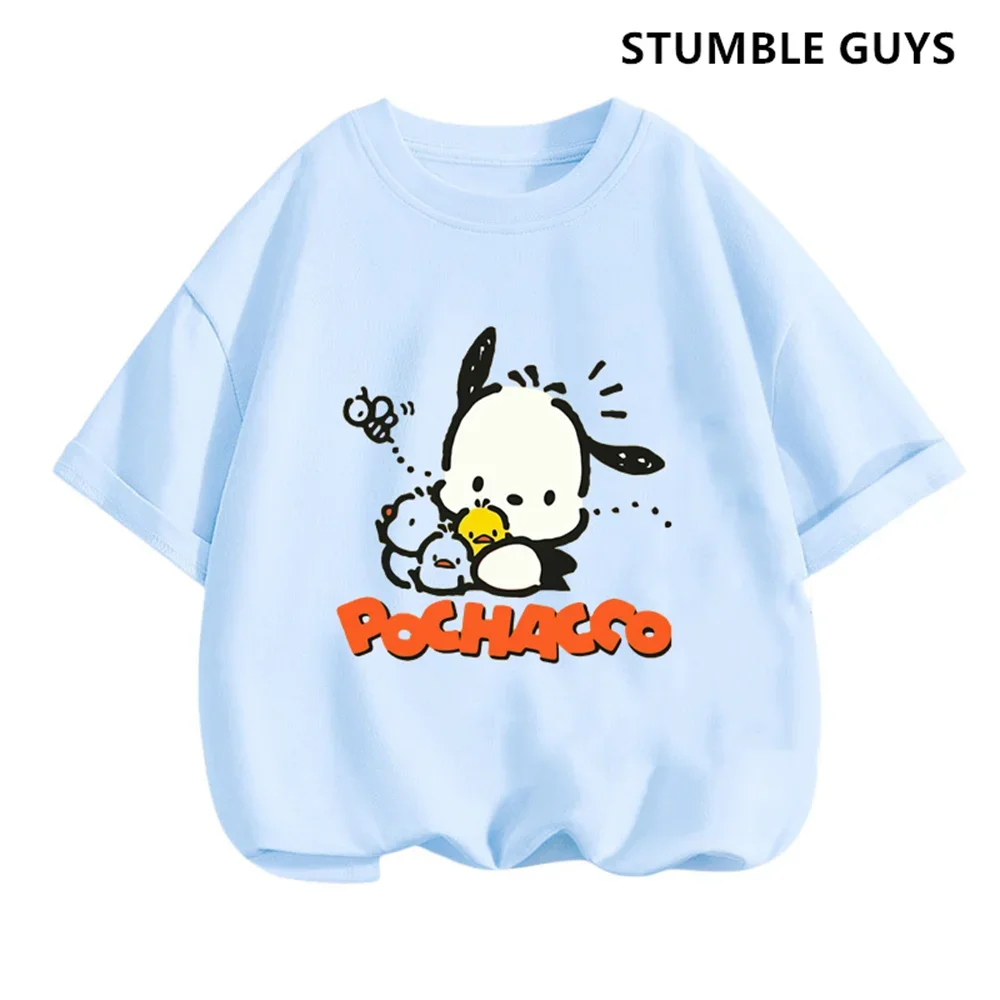 pochacco Tshirt Set Kids Anime Summer Tops Multiple Fashion Children\'s T-shirts Round Neck Casual Short Sleeve Print Trucksuit