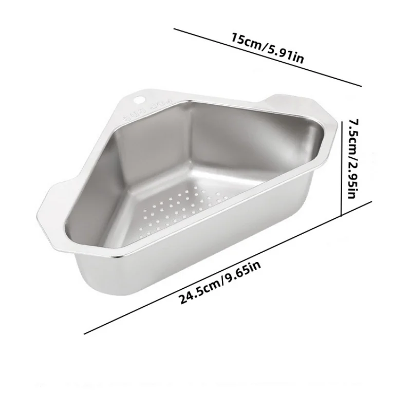 1Pc/2Pcs Stainless Steel Kitchen Sink Triangle Drain Rack Leftover Food Filter Storage Rack - Image 2