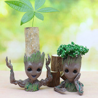 Tree Man Groot Figure Guardians of The Galaxy Marvel Avengers PVC model flower pot.bottom with holes design can be self-draining