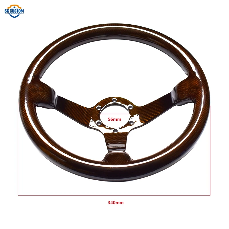 Racing 14-inch yellow carbon fiber steering wheel universal 90mm disc car steering wheel