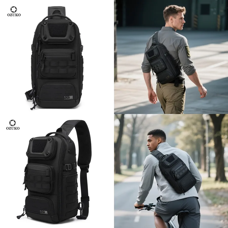 

【New style】OZUKO chest bag men's high-end waterproof tactical -body bag multi-functional wear-resistant outdoor functional -bod