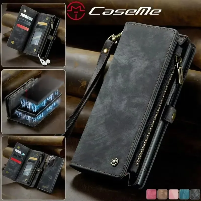 

High quality Leather Phone Case Zipper Wallet Detachable For Samsung Galaxy S25 Ultra S24 fe S20 S22 S21 S23 Plus Note 10 20 5G