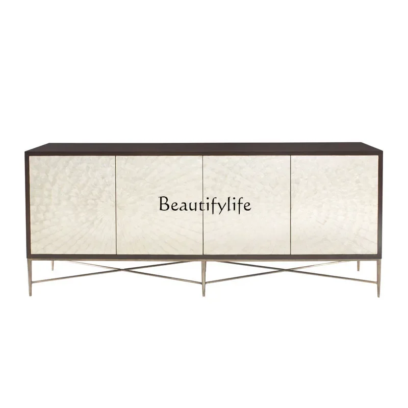 ls 04Nordic American light lussuoso ingresso in acciaio inossidabile ultrasottile decorazione del soggiorno armadietto laterale da pranzo in legno massello