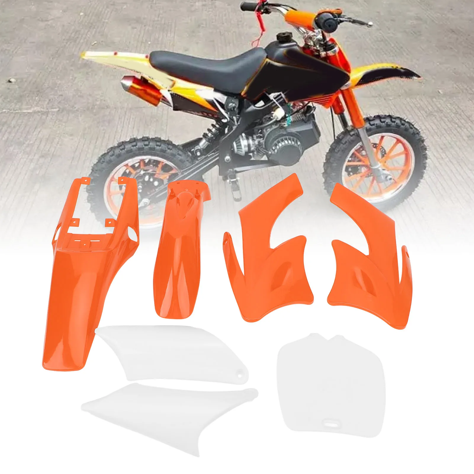 7PCS Plastic Fairing Body Cover Kits Orange for Apollo Orion Dirt Bike 47cc 49cc 2 Stroke Motorcycle Parts