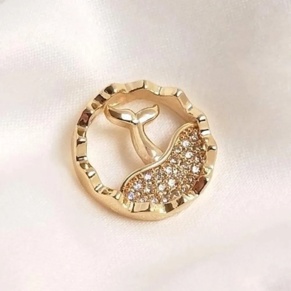 

1 шт. медные подвески 14 К золото цвет микроинкрустированный циркон хвост русалки хвост кита цепочка на ключицу кулон DIY ювелирные изделия ожерелье