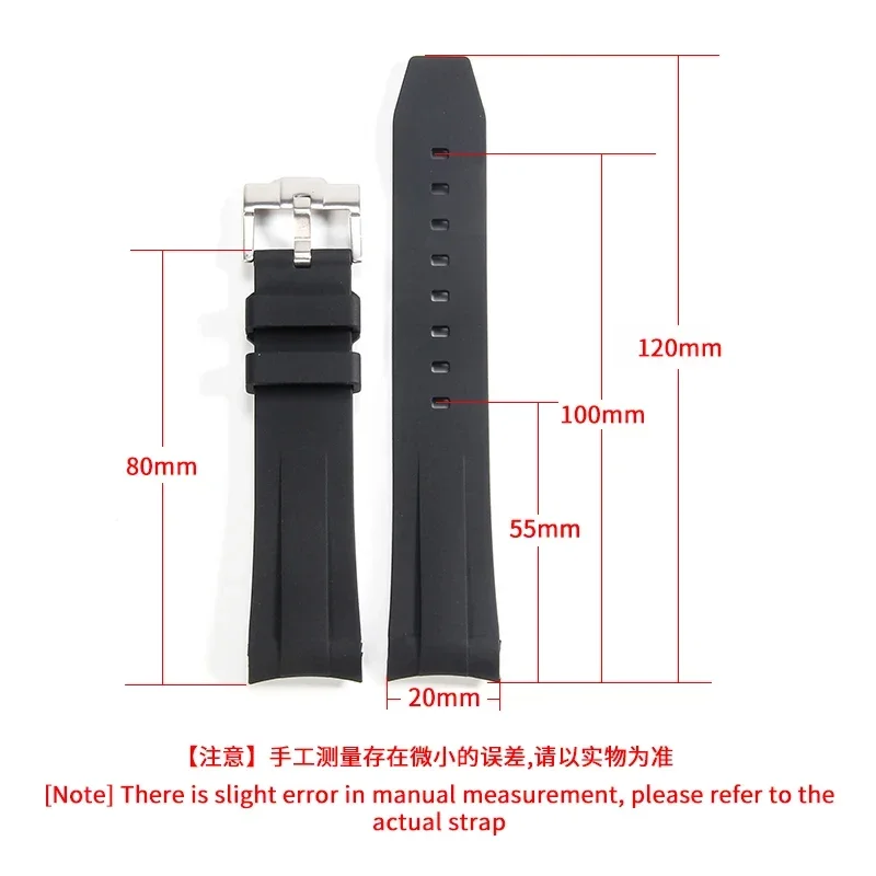 For Rolex Submariner 20mm Log Black Green Water Ghost Yacht Famous Arc Interface Outdoor Safety Silicone Rubber Watch Strap