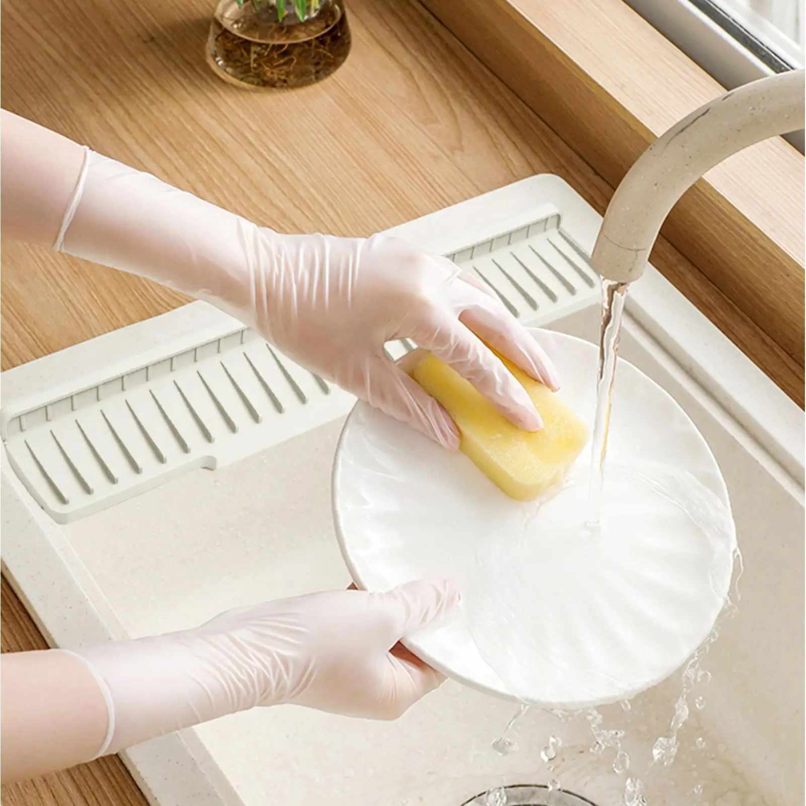 Faucet Mat For Kitchen Sink Silicone Draining Fast Drying Mat Water Splash Guard For Home Kitchen Bathroom Countertop Apartment